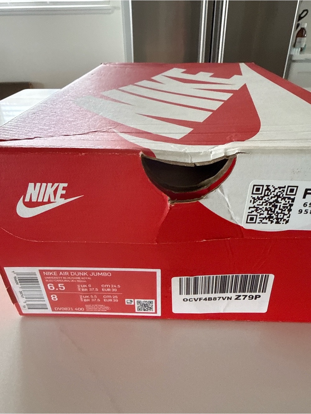 Nike Mens women’s Air Dunk Jumbo University Blue sneaker 6.5/8 NIB - Picture 4 of 5